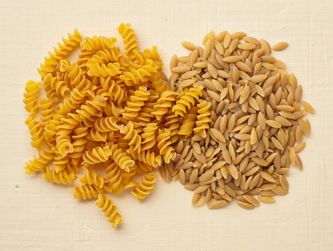 Soft overlapping circles in warm neutral tones symbolizing the overlap and flexibility of everyday meal choices